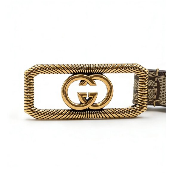 Gucci Women’s Interlocking G Buckle Thin Belt Beige Ebony110cm 751556 main image 8